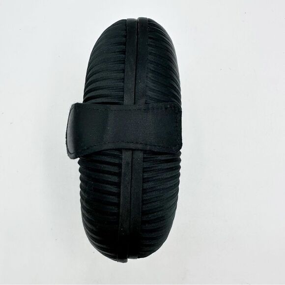 VINTAGE Hard Case Black Satin Micro Pleated Convertible Evening Bag - Picture 8 of 12